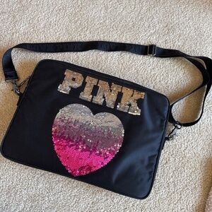 Victoria secret pink sequin laptop case bag